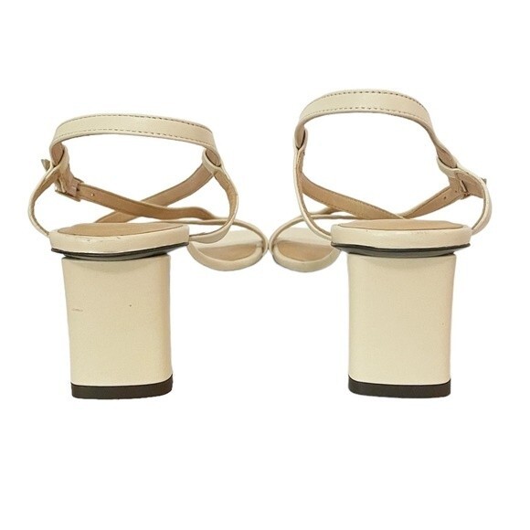 Frame Le Braxton Strappy Sandal Off White Leather Square Toe Heel Size 38.5 | 8 - Picture 7 of 12